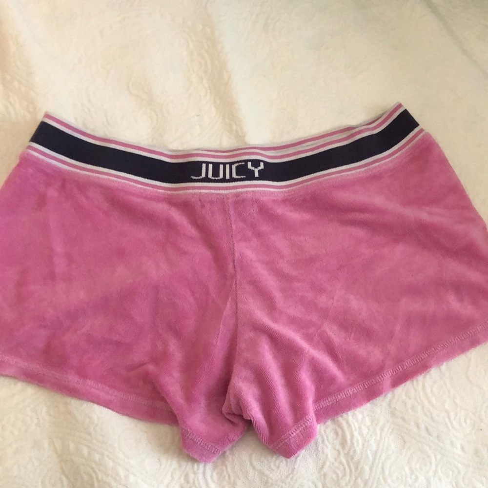 Juicy Couture pink terry cloth shorts.